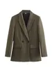 Kvinnors kostymer Blazers Traf Office Winter Masculine Woman Double Breasted Jacket Streetwear Coats Long Sleeve Female 230228