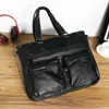 Bortkyror Fashion Men's Syntetic Leather Business Bag Lawyer Office Laptop Work Tote för dokument