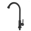 Kitchen Faucets 304 Stainless Steel Matte Black Single Cooling Faucet Rotating Sink Vegetable Washing Basin European Main