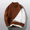 Men's Sweaters autumn and winter men's sweater color matching comfortable warm round neck long sleeve casual all-match knitted top 230228