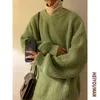 Men's Sweaters Privathinker Men's Waffle Sweaters Round Neck Solid Color Korean Style Male Knitted Pullovers Loose Casual Winter Knitwear 230228