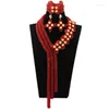 Collana Orecchini Set Vino E Cristallo Bianco Matrimonio Perline Africane Gioielli Petali Di Fiori Dichiarazione Di Perle Da Sposa HX714