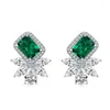 Cluster Rings Real 925 Sterling Silver 5 7MM Emerald High Carbon Diamond Gemstone Vintage Ear Studs Orecchini Gioielleria raffinata all'ingrosso