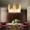 Ljuskronor ovala lyxguldtak dimbara LED-lampor postmodern hänge luster hängande lampor heminredning för matbord