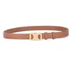 Fashion Smooth Buckle Belt Retro Design Thin Waist Belts for Men Womens Width 2.5CM Genuine Cowhide 4Color Optional High Quality