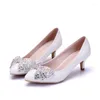 Kledingschoenen 2023 Wit pu leer dunne hoge hakken groot formaat strass pointy teen bruidsmeisje schoen bruiloft 34-43 h0078