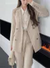 Kvinnors kostymer Blazers Kvinnor Twopiece Set Pantsuit Office Ladies Elegant Blazer Suit Female Jacket Workwear Business Clothes 230227