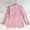 Feminino feminino blazers high street estes designer de moda blazer feminino de manga longa para revestimento floral rosa botões rosa blazer jaqueta externa 230228