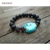 Strand Turquoises Slab Lava Bracelet Natural Stone Boho Black BM10756