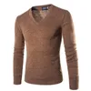 Herentruien varsanol katoen trui mannen lange mouwen pullovers outparty man v-neck truien toppen losse vaste fit breien kleding 7colors 230228