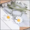 Charm Daisy Flower Earrings Bright Colorf Målning Cabochon Dingle For Women Jewelry Gold Color Passale Drop Delivery Dhabg