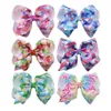 Färg Grid 8 tum satinfrisyrband Ribbon Net Bow Hair Clip Hair Accessories for Girls Kids Hair Clips 1763