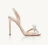 22 -е женщины женские сандал бренд высокие каблуки AQZ Babe Sandals 105mm Slingback Sexy Heleed с хрустальным луком открыты