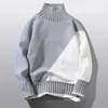 Men's Sweaters autumn and winter men's sweater color matching comfortable warm round neck long sleeve casual all-match knitted top 230228