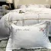 Yatak takımları beyaz vintage lüks işlemeli set 500tc Mısır pamuklu ipeksi yumuşak kraliçe kral krallık sayfası 4pcs ev düğün