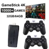 Giocatori di giochi portatili Game Stick 4K 10000 Jogos Console per videogiochi HD Emulador 64G 2.4G Doppio controller wireless Console di gioco retrò per PS1 MAME GBA 230228