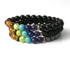 Strand Muti-color Mens Bracelets Black Lava 7 Chakra Healing Balance Beads Bracelet For Women Reiki Prayer Yoga Stones