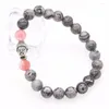 Strand Grey Map Stone med Strawberry Crystal Energy Pärlor Färg Buddha -armband för kvinnors festgåva smycken