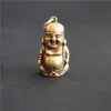 Figurine decorative Oggetti Vintage in ottone massiccio Statua del Buddha Maitreya Ciondoli a catena portachiavi Rame puro Ridere Pancia grande Portachiavi Hangin