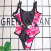 Schwarzer Sexy Badeanzug Urlaub Damen Strand Bademode INS Fashion Floral Bedruckter Badeanzug