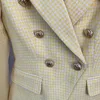 Women's Suits Blazers HIGH STREET est 2023 Fashion Designer Jacket Lion Buttons Double Breasted Slim Fitting Tweed Houndstooth Blazer 230228