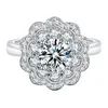 Kvinnors diamantring mode blommor moissanit ringar smycken bröllop förlovningsring för kvinnor