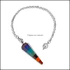 Pendentif Colliers 7 Chakra Pierre Yoga Collier Quartz Pierres Naturelles Radiesthésie Pendum Reiki Arc-En-Bijoux Femme Cadeau Drop Delivery P Dhnra