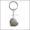 car dvr Keychains Lanyards Natural Rough Stone Quartz Keychain Ring For Women Men Handbag Hangle Car Key Holder Mineral Keyring Jewelry Dr Dh89B