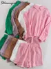 Dwuczęściowe spodnie damskie Koszulka i spodenki do sprężynowej bawełnianej talii z koszulami 2023 230228