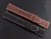 Watch Bands 23mm Band Brown Men High Quality Genuine Leather Watchbands Strap Bracelets Silver Steel Buckle Clasp