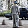 Mäns spårningsdräkter Men Loose Large Large Casual Suit Solid Color Street Trend Wide Leg Pants Round Neck T-shirt Z0224