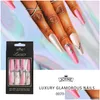 Unghie finte 30 Pz / scatola Punte finte per balletto lungo Impermeabile Adesivo senza traccia di tracce Unghie Morbide riutilizzabili Strumenti per manicure per nail art Dhkhu