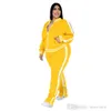 Mulheres plus size tracksuits designer de duas peças cenas de calça moda listra de manga comprida calças de calça de manga comprida