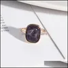 Cluster Rings Rec Purple Lapis Lazi Stone Abalone Shell Fashion Inner Dia 1.7Cm Gold Color Brincos Pendientes Jewelry For Women Drop Dhgop