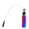 Metal aluminum water pipe ice blue dazzling color glass filter pipe portable cleaning small water bottle