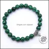 Ciondolo di loto in pietra naturale con perline Bracciale elastico per uomo e donna Diffusione di olio Yoga Cure Drop Consegna Gioielli Bracciali Dhecf