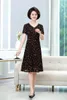 Casual Dresses Short Sleeve Midi Dress Women Long Summer Elegant V-ringning Vintage Mesh Stitching for Womencasual