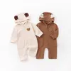 Tute MILANCEL Primavera Vestiti per bambini Waffle Ragazze Pagliaccetti nati Abbigliamento per bambini Orso Felpa con cappuccio Tuta per neonato 230228