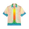Casablanca hawaii strandskjorta män och kvinnor nya klara drömmar ö landskap färg temperament satin kort ärmskjorta skjorta