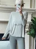 Yoga outfit ll kvinnors yoga långärmad skjorta blus fast färg tillbaka till action Löst sportkondition runt hals jogging sportkläder andas andas T230228