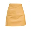 Skirts 2023 Autumn And Winter Pu Stitching Women Skirt Zipper A-shaped Bag Hip High Waist Leather Female