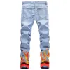 Calça jeans masculina calças de quadril de rua de streetwear solto graffiti grafite imprimir azul antigo harajuku corredores de algodão para masculino