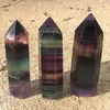 Decorative Figurines Objects & Beautiful 1PC Natural Colored Fluorite Healing Stone Wand Obelisk Energy Pyramid Love Quartz Crystals