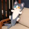 Plush Dolls 50-135cm Kawaii Transform Blue Shark Cat Plush Toys Stuffed Cute Cat Doll Animal Pillow Soft Cartoon Cushion Kids Christmas Gift 230227