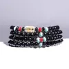 Strand Natural Stone Multi Ring Bracelet Topázio AGATE GARNET Obsidiana Six Word Truth Men e mulheres Jóias Nacional Estilo Nacional