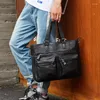 Bortkyror Fashion Men's Syntetic Leather Business Bag Lawyer Office Laptop Work Tote för dokument