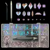 Decorações de arte das unhas Decorações de arte de unha 2740pcs Conjunto de arte de unhas Crystal AB 3D Flatback Glass Fancy Fanched Crystals Stones para DIY 230325