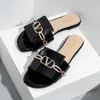 Summer Slides tofflor Ladies Shoes Metallic Slide Sandals Casual Flat Slippers For Women Beach Low Heel Sandals Size35-41