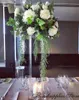 Yeni stil uzun boylu düğün akrilik kristal masa merkez parçası düğün sütunları tablo dekorasyon için çiçek standı çiçek aranjmanları