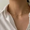 Choker chokers enkla gotiska barock pärlhalsband för kvinnor bröllop punk pärla lariat guld färg chocker smycken collier femme